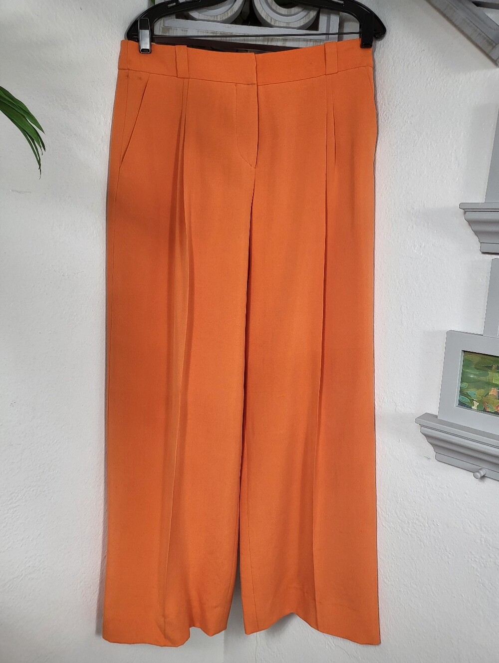 Giorgio Armani Orange Silk -Straight Wide Leg Pants Maximalist Bougie 44 / 8/10 - Picture 2 of 8